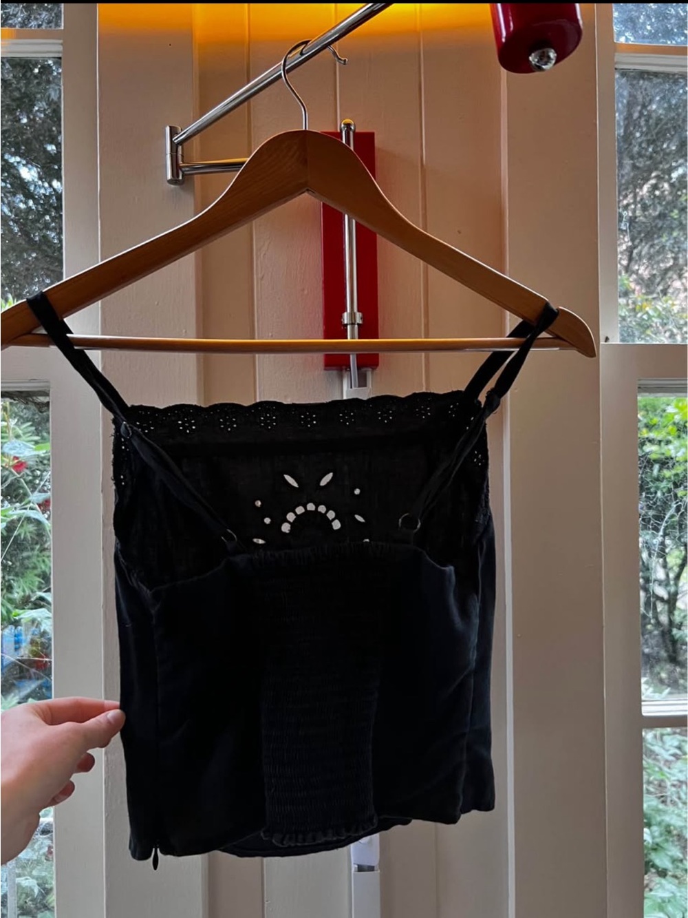 Reformation Black Eyelet-Trim Bandeau Cami